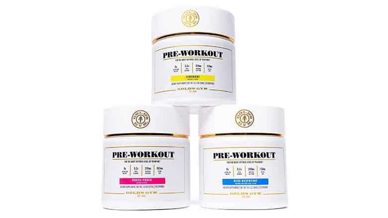 Golds Nutrition PreWorkout Supplements containers