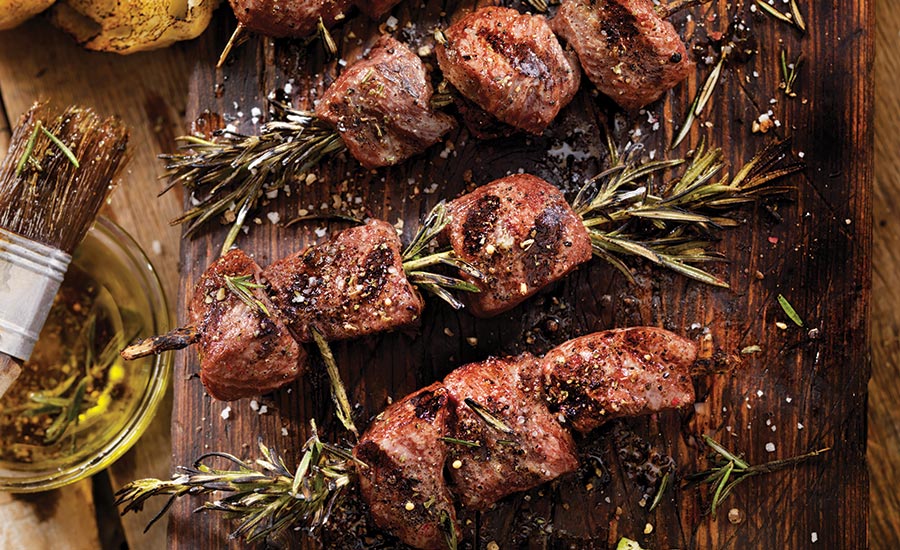 Beef Skewers Coated with Dry Rub