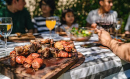 Platter of Meat on Picnic Table