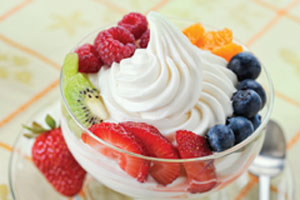whip cream, fruit