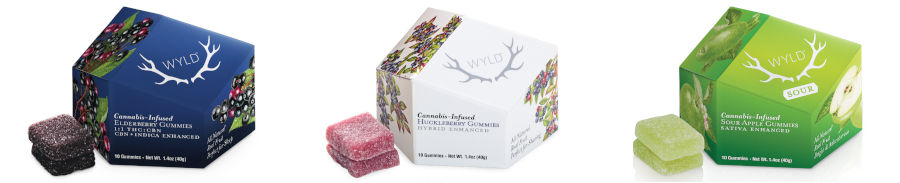 Packages of Wyld Elderberry, Huckleberry, and Sour Apple Gummies